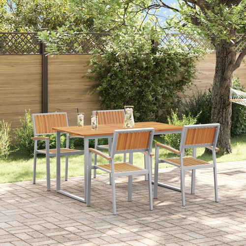 Vidaxl Ensemble De Salle À Manger De Jardin 5 Pièces Gris Acier Durable