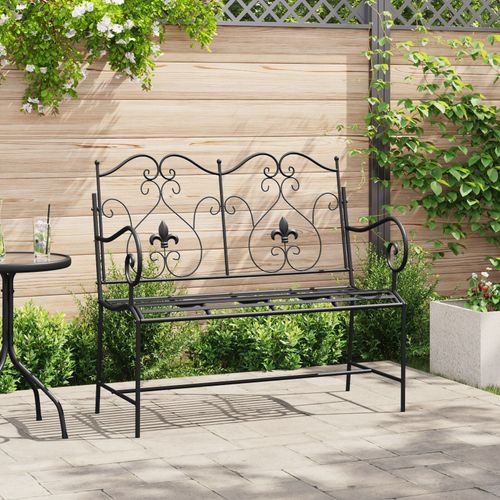 Vidaxl Banc Extérieur Noir Métal Standard Robuste Banc D'extérieur