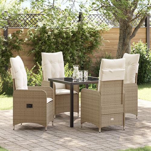 Vidaxl Set De Salle À Manger De Jardin 5 Pièces Avec Coussins Beige Poly Rattan