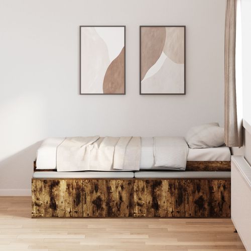 Vidaxl Cadre De Lit De Rangement Chêne Fumé 100x200 Cm