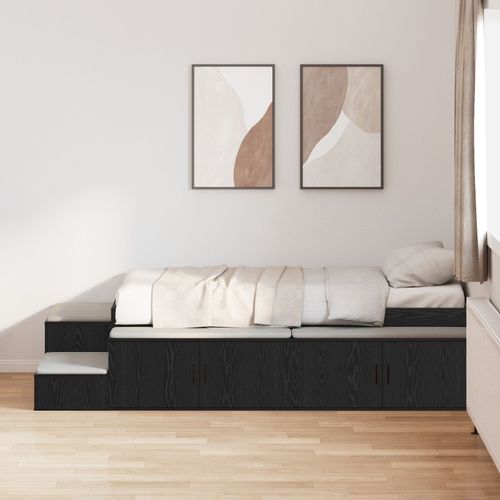Vidaxl Cadre De Lit Chêne Noir Bois D'ingénierie 90 X 190 Cm
