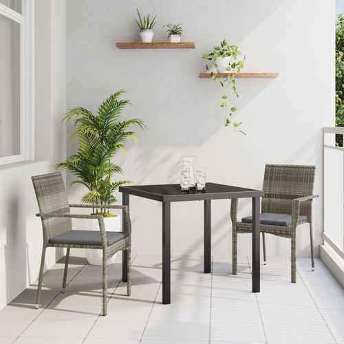 Vidaxl Ensemble De 3 Pièces De Salle À Manger De Jardin Avec Coussins Gris En Poly Rotin