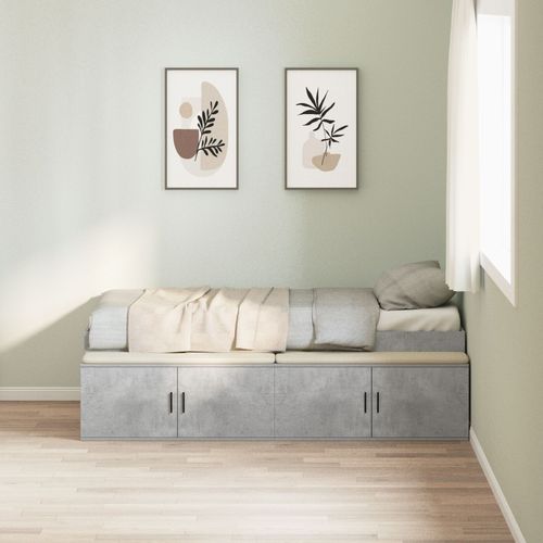 Vidaxl Cadre De Lit De Rangement Gris Béton 90x190 Cm