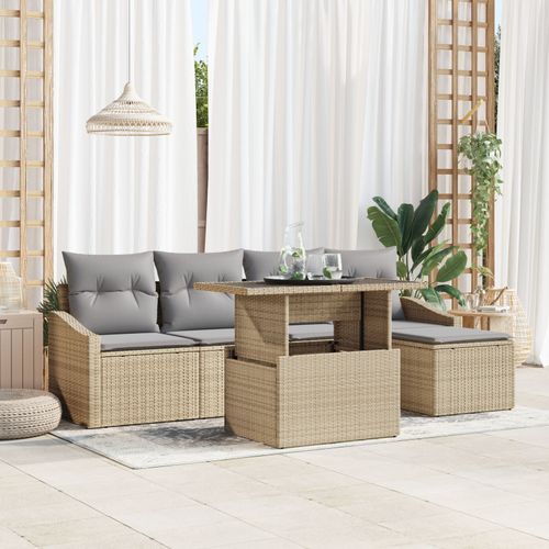 Vidaxl Ensemble De 6 Canapés De Jardin Avec Coussins Beige En Poly Rattan