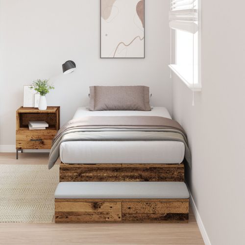 Vidaxl Cadre De Lit De Stockage Bois Vieilli 80x200 Cm