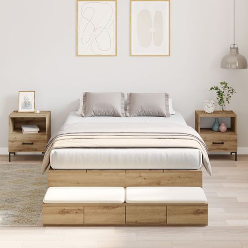 Vidaxl Cadre De Lit De Rangement Chêne Bois D'ingénierie 120 X 190 Cm