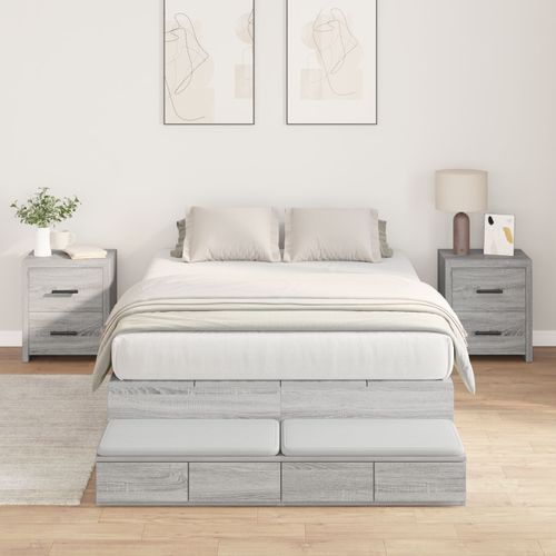 Vidaxl Cadre De Lit Gris Sonoma Bois D'ingénierie 120 X 190 Cm Rangement
