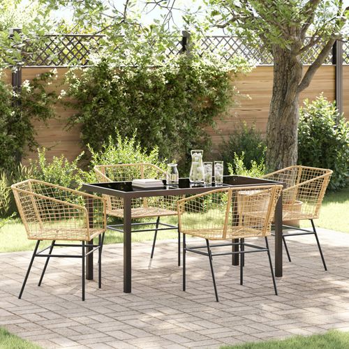 Vidaxl Set De Salle À Manger De Jardin 5 Pièces Marron Poly Rattan