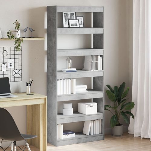 Vidaxl Bibliothèque En Gris Béton Gris Béton Bois D'ingénierie