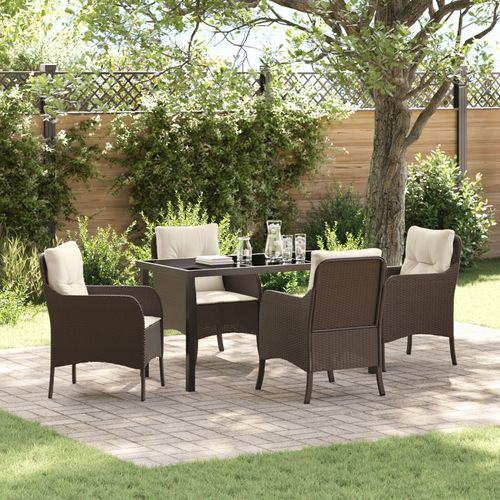 Vidaxl Set De Salle À Manger De Jardin 5 Pièces Avec Coussins En Poly Rotin Marron