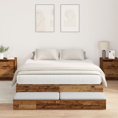 Vidaxl Cadre De Lit Vieux Bois Bois Massif 140 X 190 Cm