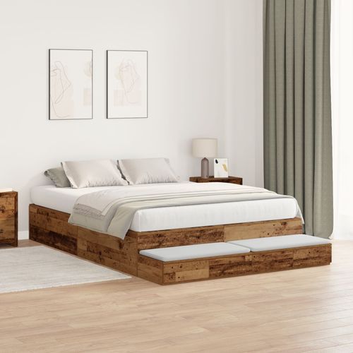 Vidaxl Cadre De Lit Vieux Bois 140x200 Cm