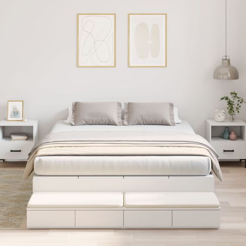 Vidaxl Cadre De Lit De Rangement Blanc Bois D'ingénierie