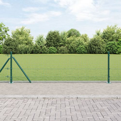 vidaXL Set de Poteaux de Clôture 2 Pcs Vert Métal, PVC 10 x 0.5 mètres