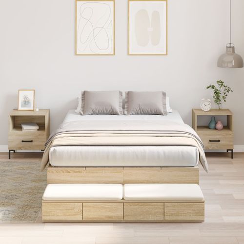 Vidaxl Cadre De Lit De Rangement Chêne Sonoma 120x200 Cm