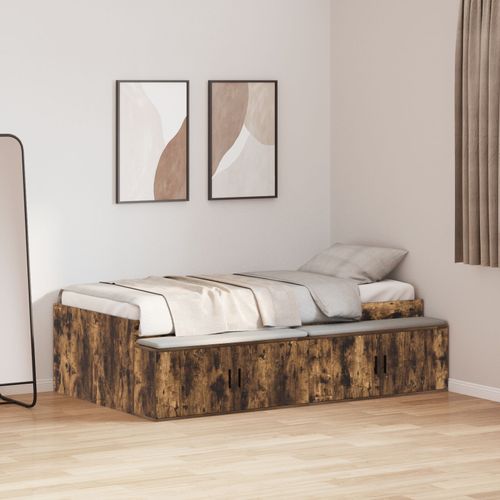 Vidaxl Cadre De Lit De Rangement Chêne Fumé 90x190 Cm
