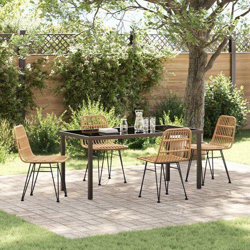Vidaxl Set De Salle À Manger De Jardin 5 Pièces Brun Rotin Poly