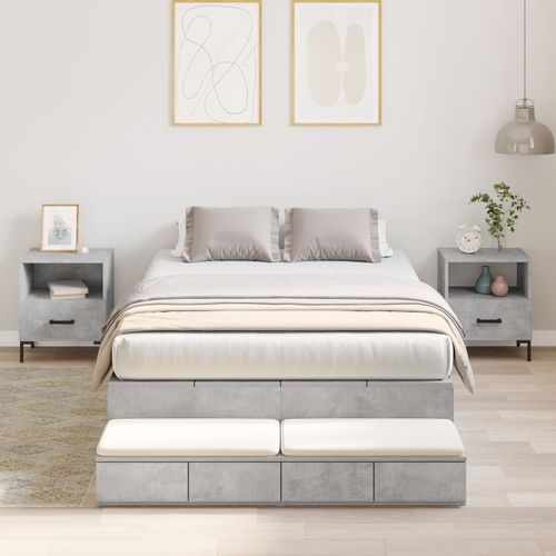 Vidaxl Cadre De Lit De Rangement Gris Béton Bois D'ingénierie 120 X 190 Cm