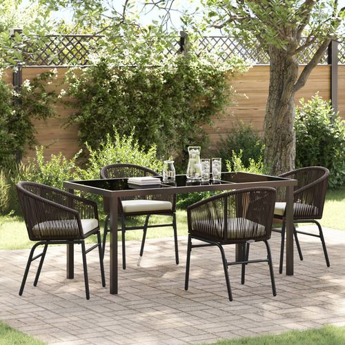 Vidaxl Set De Salle À Manger De Jardin 5 Pièces Marron Rotin Poly