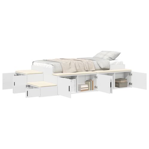 Vidaxl Lit De Rangement Blanc 90x200 Cm