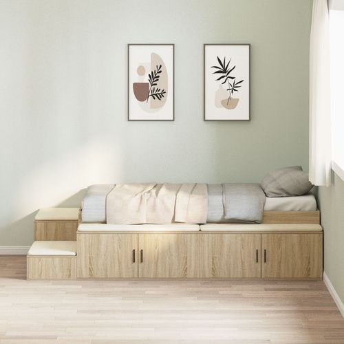 Vidaxl Cadre De Lit De Rangement Chêne Sonoma 100x200 Cm