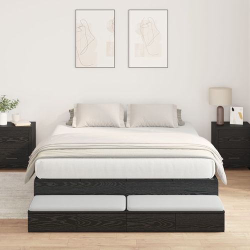 Vidaxl Cadre De Lit Chêne Noir 140x200 Cm