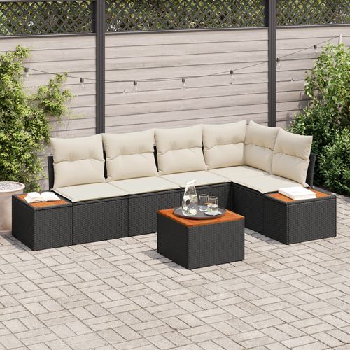 Vidaxl Ensemble De 6 Canapés De Jardin Avec Coussins Noir Poly Rattan