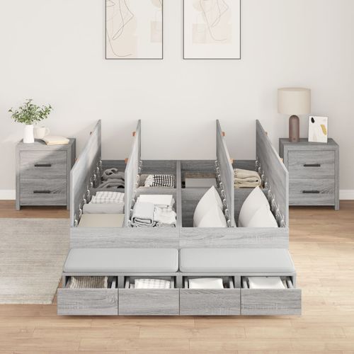 Vidaxl Cadre De Lit De Rangement Gris Sonoma 120x200 Cm