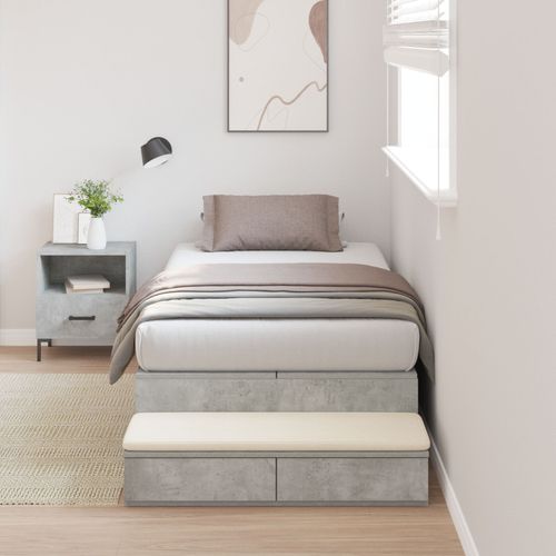 Vidaxl Cadre De Lit De Rangement Gris Béton Bois D'ingénierie 75 X 190 Cm