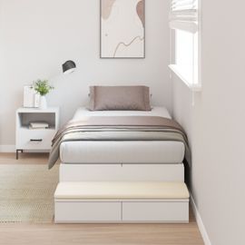 Vidaxl Cadre De Lit Avec Rangement Blanc Bois 190 X 75 Cm
