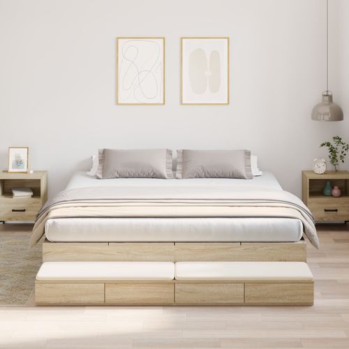 Vidaxl Cadre De Lit De Rangement Chêne Sonoma 200x200 Cm