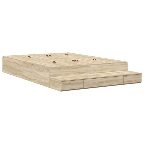 Vidaxl Cadre De Lit De Rangement Chêne De Sonoma Bois D'ingénierie
