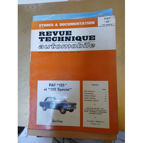 Revue Technique Automobile Rta Fiat 125 Et 125 Special