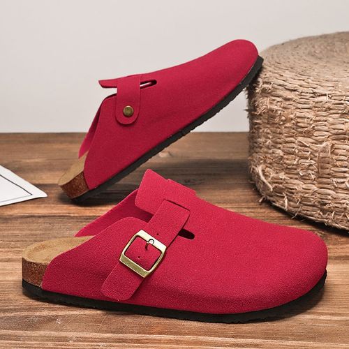 Sandales En Cuir Suédé Pour Hommes Et Femmes,Sabots En Liège,Pantoufles Close,Toboggans,Repose-Pieds De Santé