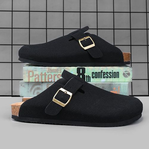 Sandales En Cuir Suédé Pour Hommes Et Femmes,Sabots En Liège,Pantoufles Close,Toboggans,Repose-Pieds De Santé