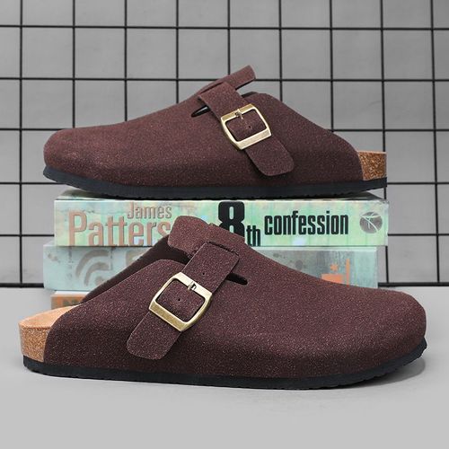Sandales En Cuir Suédé Pour Hommes Et Femmes,Sabots En Liège,Pantoufles Close,Toboggans,Repose-Pieds De Santé