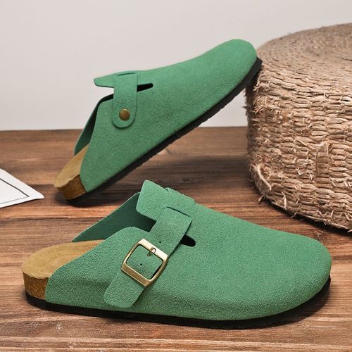 Sandales En Cuir Suédé Pour Hommes Et Femmes,Sabots En Liège,Pantoufles Close,Toboggans,Repose-Pieds De Santé