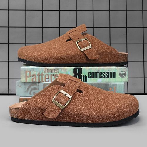 Sandales En Cuir Suédé Pour Hommes Et Femmes,Sabots En Liège,Pantoufles Close,Toboggans,Repose-Pieds De Santé