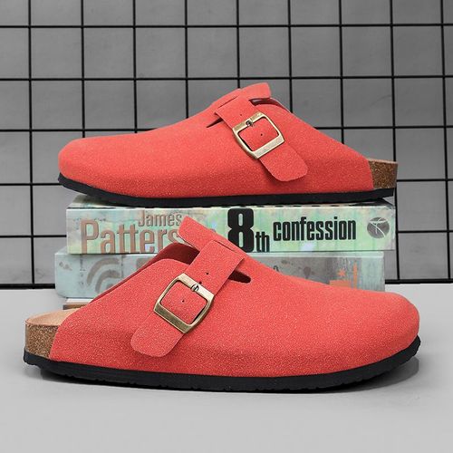 Sandales En Cuir Suédé Pour Hommes Et Femmes,Sabots En Liège,Pantoufles Close,Toboggans,Repose-Pieds De Santé