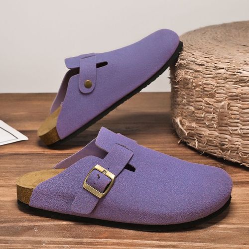 Sandales En Cuir Suédé Pour Hommes Et Femmes,Sabots En Liège,Pantoufles Close,Toboggans,Repose-Pieds De Santé