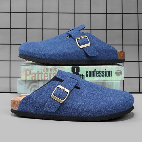 Sandales En Cuir Suédé Pour Hommes Et Femmes,Sabots En Liège,Pantoufles Close,Toboggans,Repose-Pieds De Santé