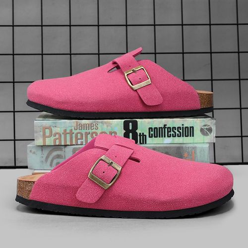 Sandales En Cuir Suédé Pour Hommes Et Femmes,Sabots En Liège,Pantoufles Close,Toboggans,Repose-Pieds De Santé