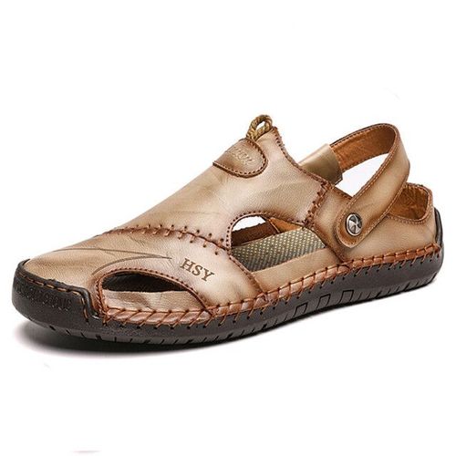 Sandales D'été En Cuir Pour Hommes,Sandales Romaines Classiques,Pantoufles D'extérieur,Tongs De Plage En Caoutchouc,Sandales De Trekking Aquatique,2024