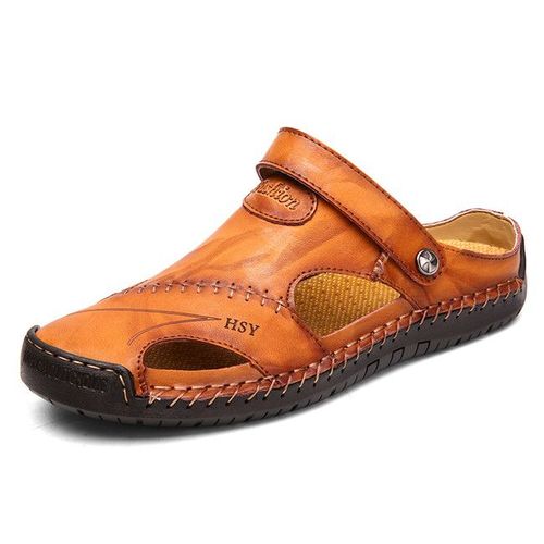 Sandales D'été En Cuir Pour Hommes,Sandales Romaines Classiques,Pantoufles D'extérieur,Tongs De Plage En Caoutchouc,Sandales De Trekking Aquatique,2024