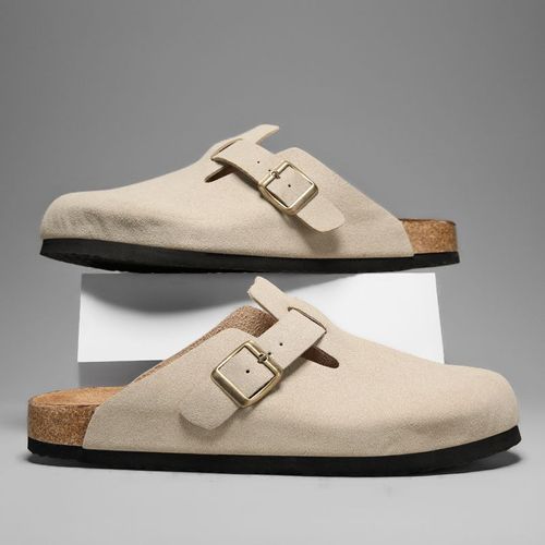 Sandales En Cuir Suédé Pour Hommes Et Femmes,Sabots En Liège,Pantoufles Close,Toboggans,Repose-Pieds De Santé