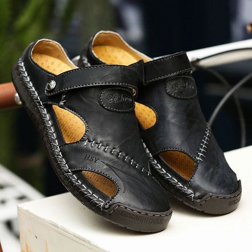 Sandales Souples Et Confortables Pour Hommes,Nouvelles Pantoufles D'été En Cuir Pour Hommes,Sandales Romaines D'extérieur Pour La Plage,Grande Taille 38-48