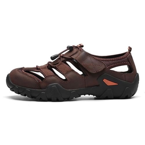 Sandales D'été En Cuir Véritable Pour Hommes,Antidérapantes,Respirantes,Pour L'extérieur,Trekking,Chaussures De Plage Décontractées,Mocassins,Grande Taille 38-48