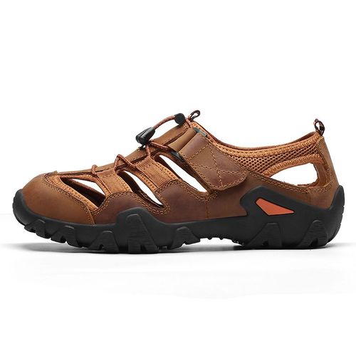 Sandales D'été En Cuir Véritable Pour Hommes,Antidérapantes,Respirantes,Pour L'extérieur,Trekking,Chaussures De Plage Décontractées,Mocassins,Grande Taille 38-48