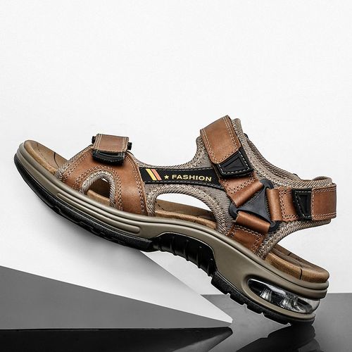 Sandales D'été De Marque En Cuir Véritable Pour Hommes,Pantoufles De Gladiateur,Sandales De Plage,Douces Et Confortables,Chaussures De Pataugeoire D'extérieur 38-48