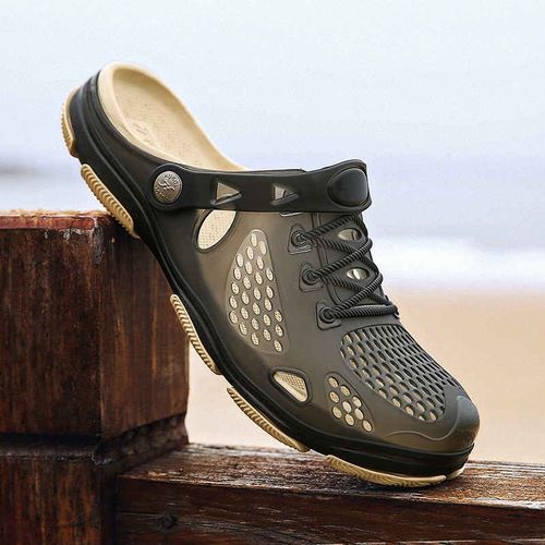 Sandales D'été Faites À La Main Pour Hommes,Chaussures D'eau De Jardin En Caoutchouc Souple,Grande Taille,Pantoufles Plates De Plage,X14,2023